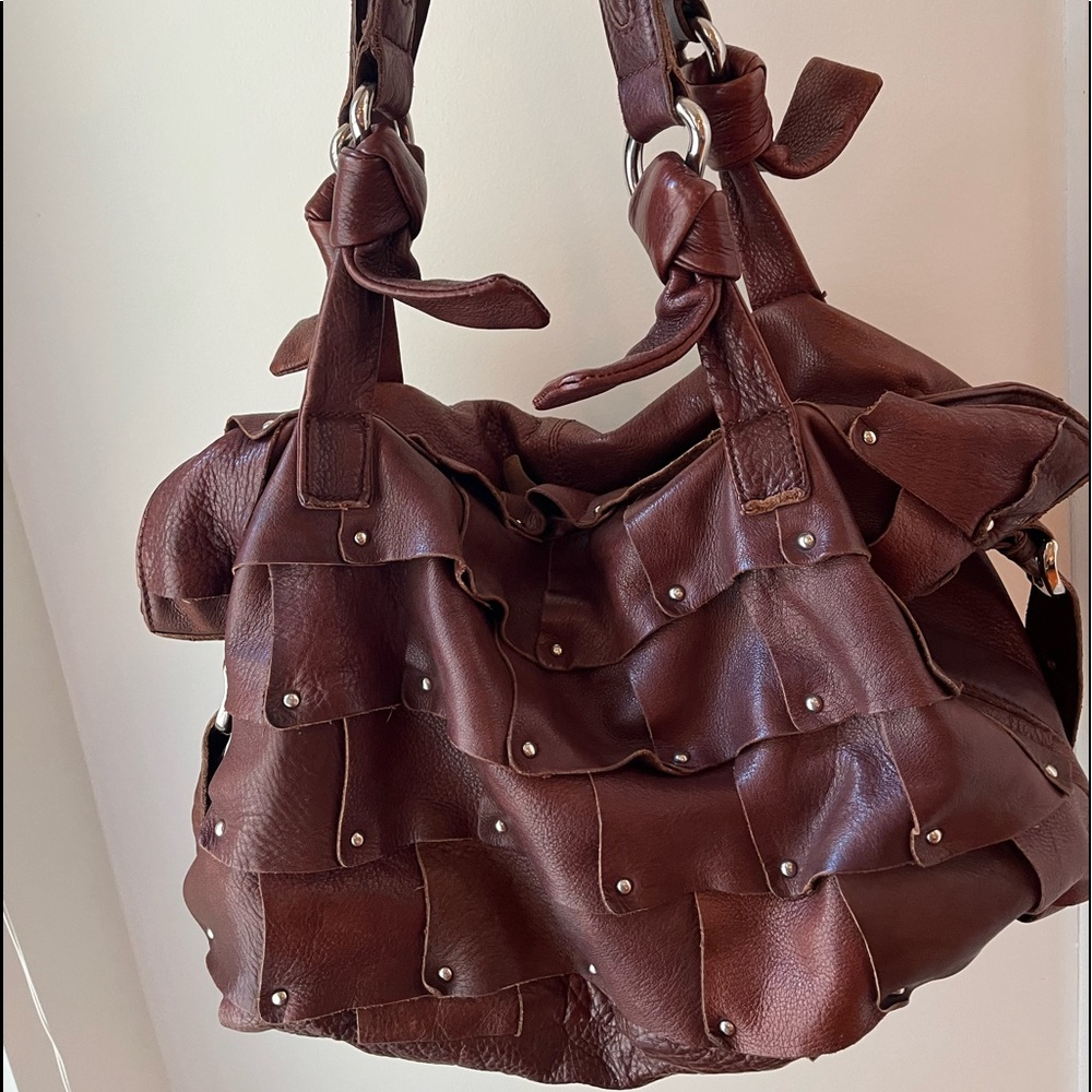 B. Makowsky leather bag patches amazing soft leather great condition